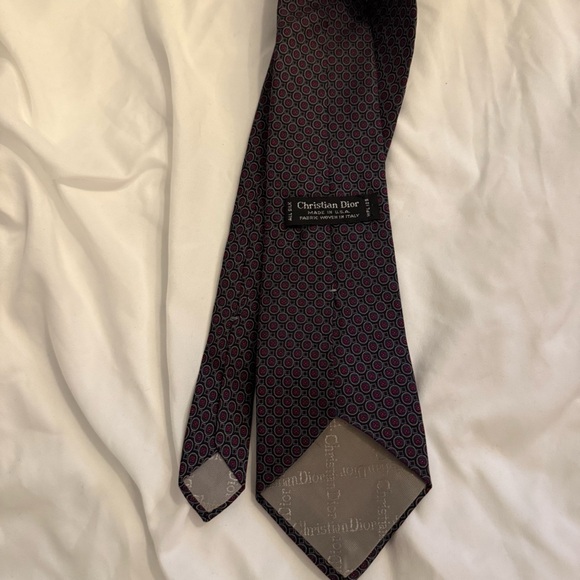 Like New Vintage Christian Dior Geometric Print Silk Tie - Picture 2 of 2